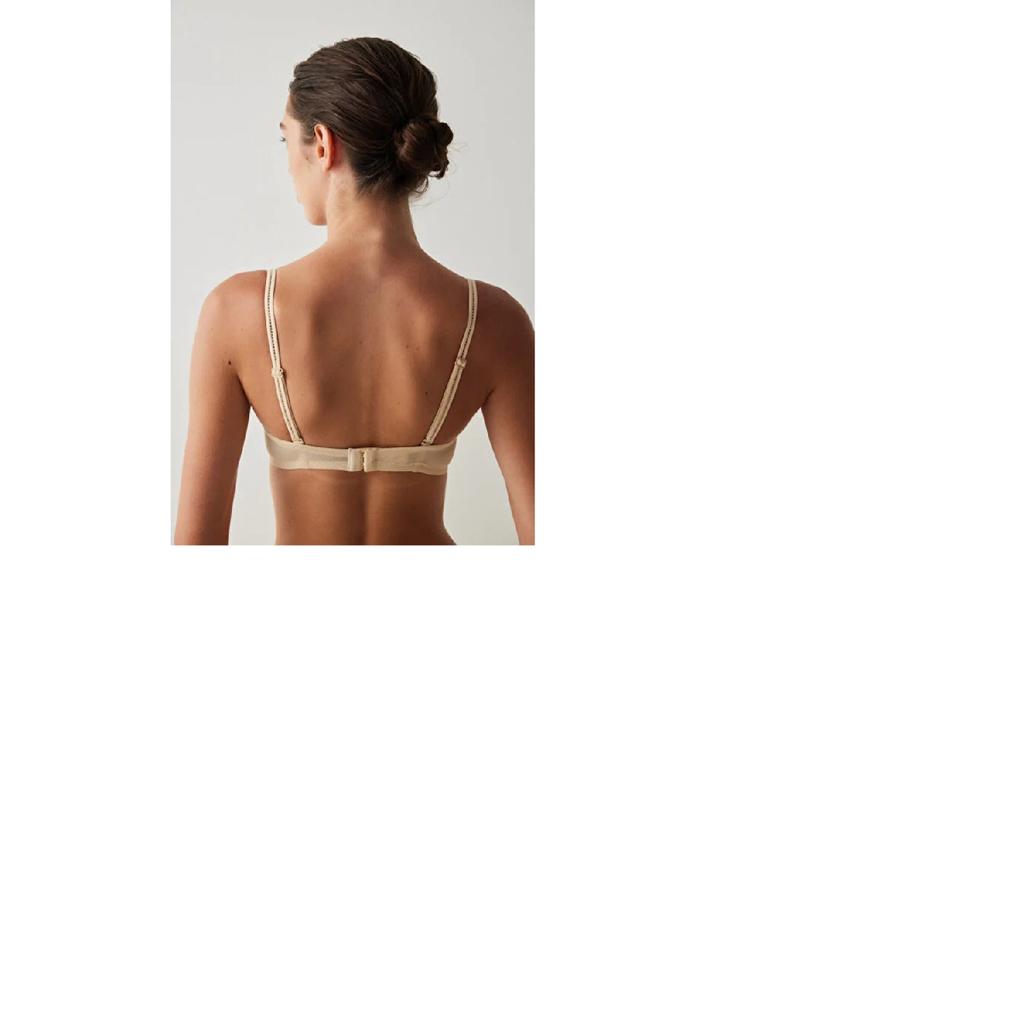 Nudefarbener, gepolsterter Pop-Up-BH