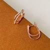 Simple and compact earrings for commuting, fashionable lines and slightly inlaid zircon earrings, popular and exquisite daily models