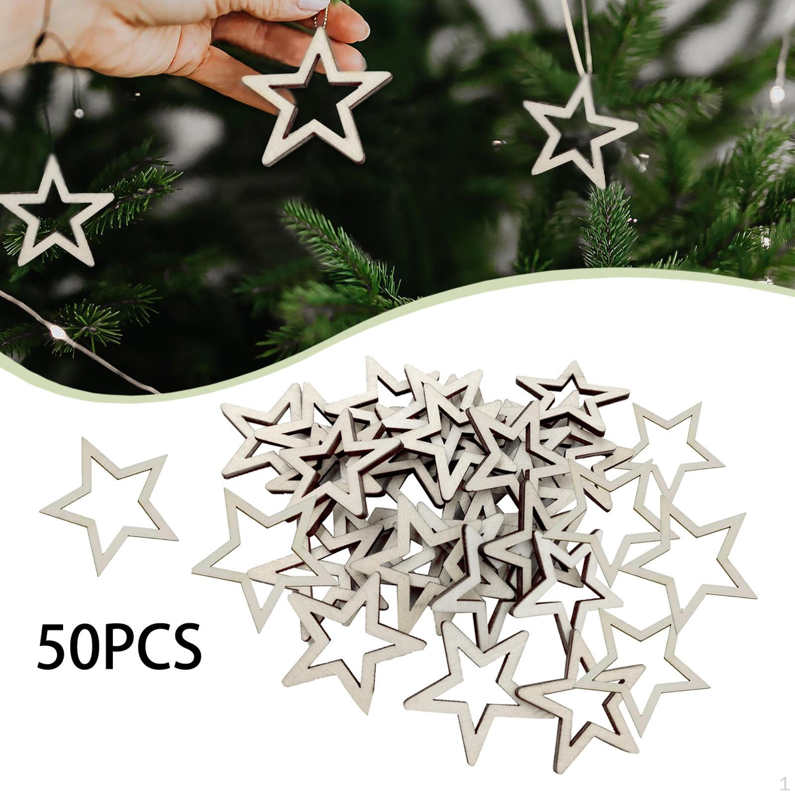 

50 Штук Порожнисті Зірки Необроблені Дерев яні Обручі Багатофункціональні Дерев яні Таблички для Класної Кімнати 5cm