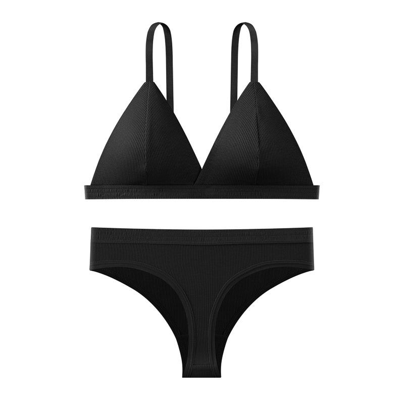 Set Sutien Femei cu Cupă Triunghiulară Franceză Fără Sârmă - Bretele Subțiri, Respirabil și Confortabil