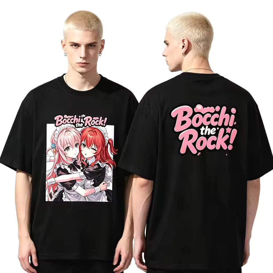 2026 Summer Hot Sale Anime Bocchi The Rock T Shirt Unisex Gothic Round Streetwear T-shirt Harajuku Hip Hop Punk Cotton T-shirt