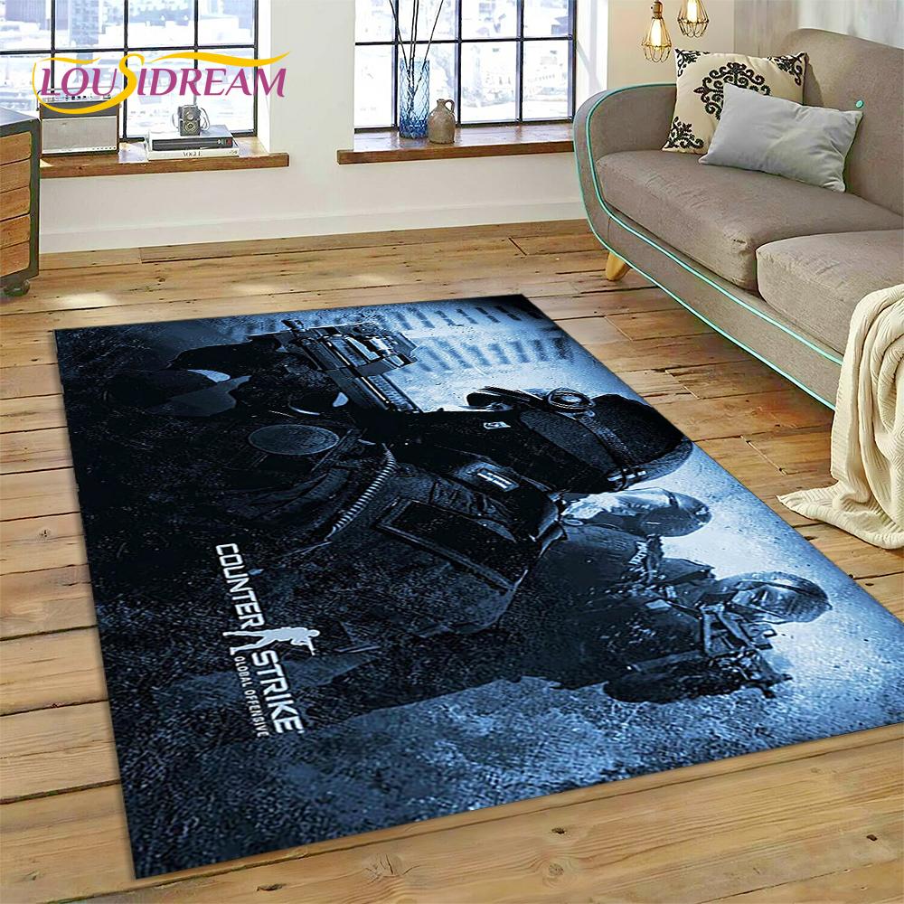 CS GO, Counter Strike Spiel Gamer HD Teppich für Wohnzimmer Schlafzimmer Dekoration, Bodenteppich rutschfeste Dekoration für Sofa Fußmatte Geschenk