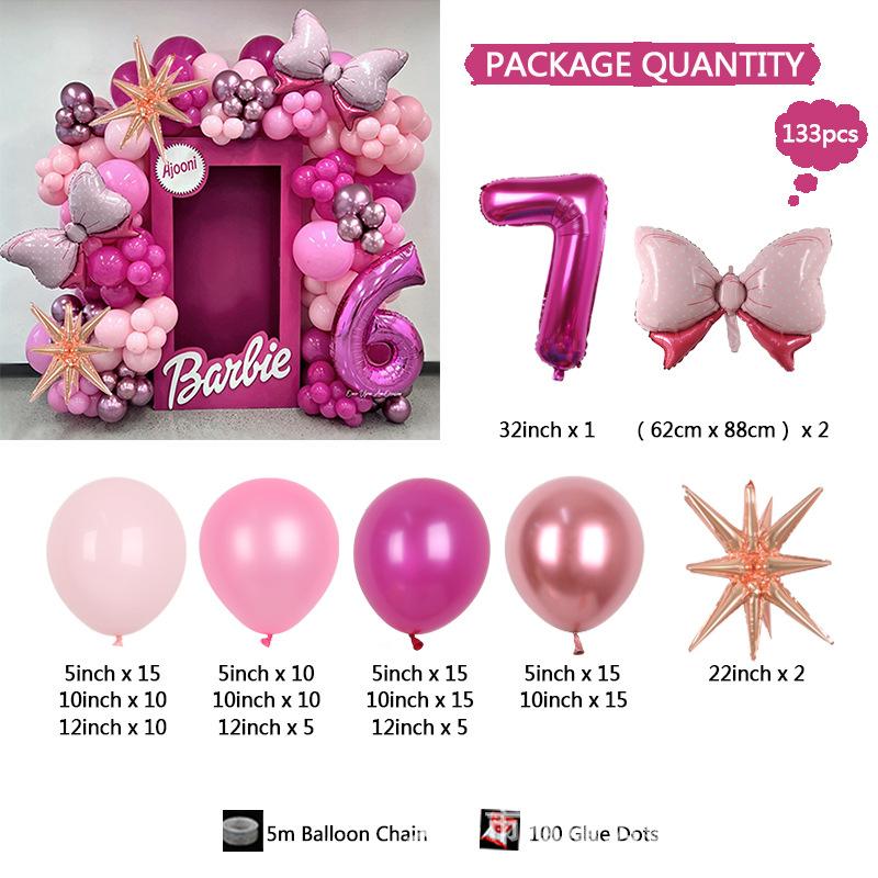 Pink Barbie Serie Schleife 81 cm Rosen-Geburtstagsthema Mädchen Valentinstag Innendekorationsset