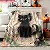 Flannel Blanket 1pc Cute Black Cat Painting Soft Air Conditioning Blankets Office Sofa Blankets Nap Blankets Camping Blankets Perf