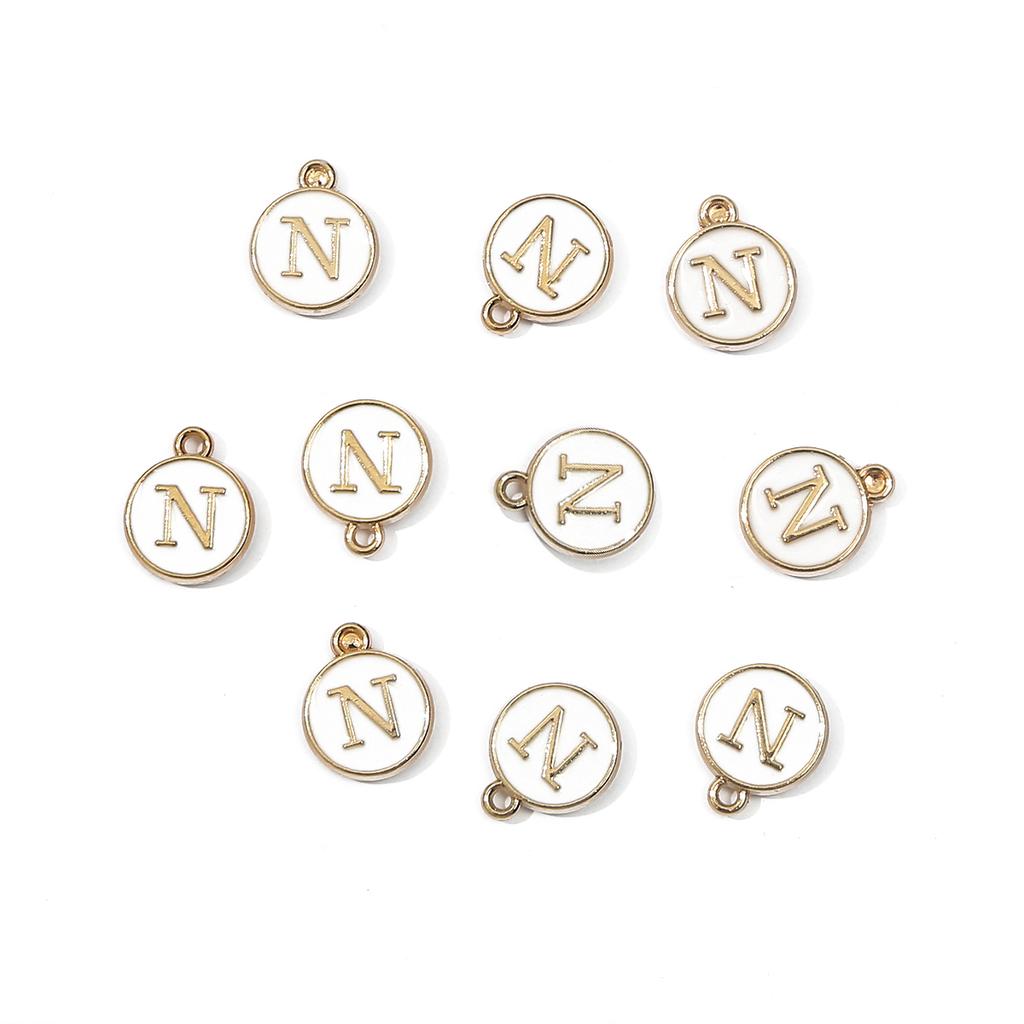 10Pcs Metal Enamel English Letters Charms Pendant For DIY Jewelry Making Necklace Bracelet Accessories