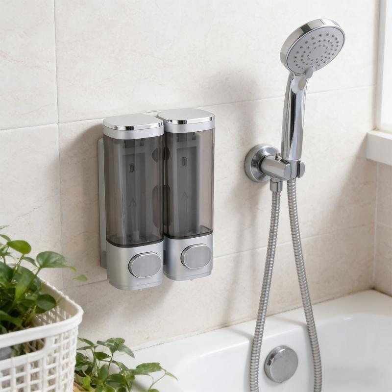 Pack Of 2 Wall Mounted Easy Arrange Soap Dispenser With 600ml Capacity For Shampoo And Cream In Bathroom