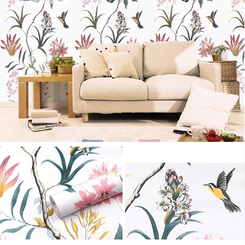 Black and White Flower Peeling Wallpaper Flower Detachable Self-adhesive Contact Wallpaper Flower Bird Wall Decoration Wallpaper