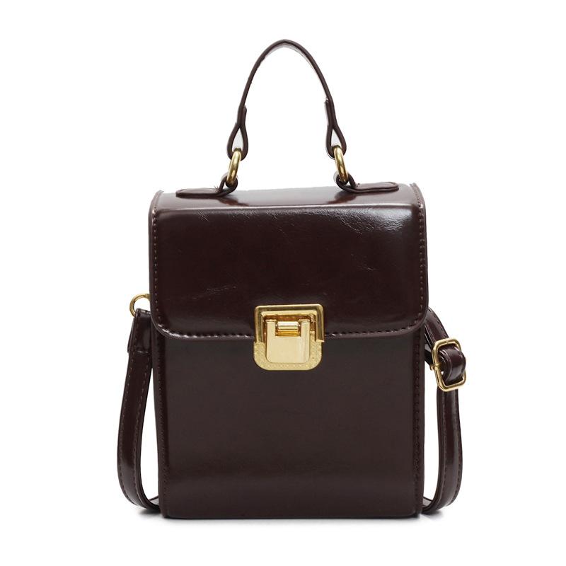 

Женская сумка-тоут Новая наплечная сумка Премиальная текстурированная Универсальная сумка-мессенджер Маленькая квадратная сумка темно-коричневого