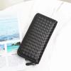 Factory direct sales leather woven long multi-card wallet simple business zipper clutch bag horizontal large banknote wallet