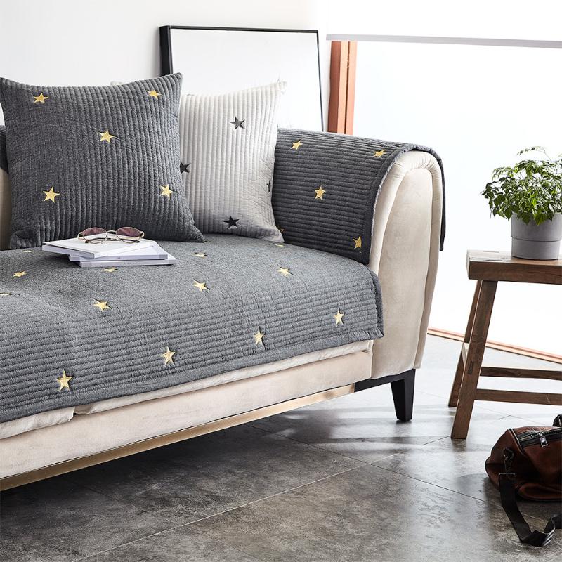 New Sofa Mat Four Season Pure Cotton Star Pattern Anti Slip Cushion Sofa Cover Home Furnishings Living Room Universal Sofa Cover