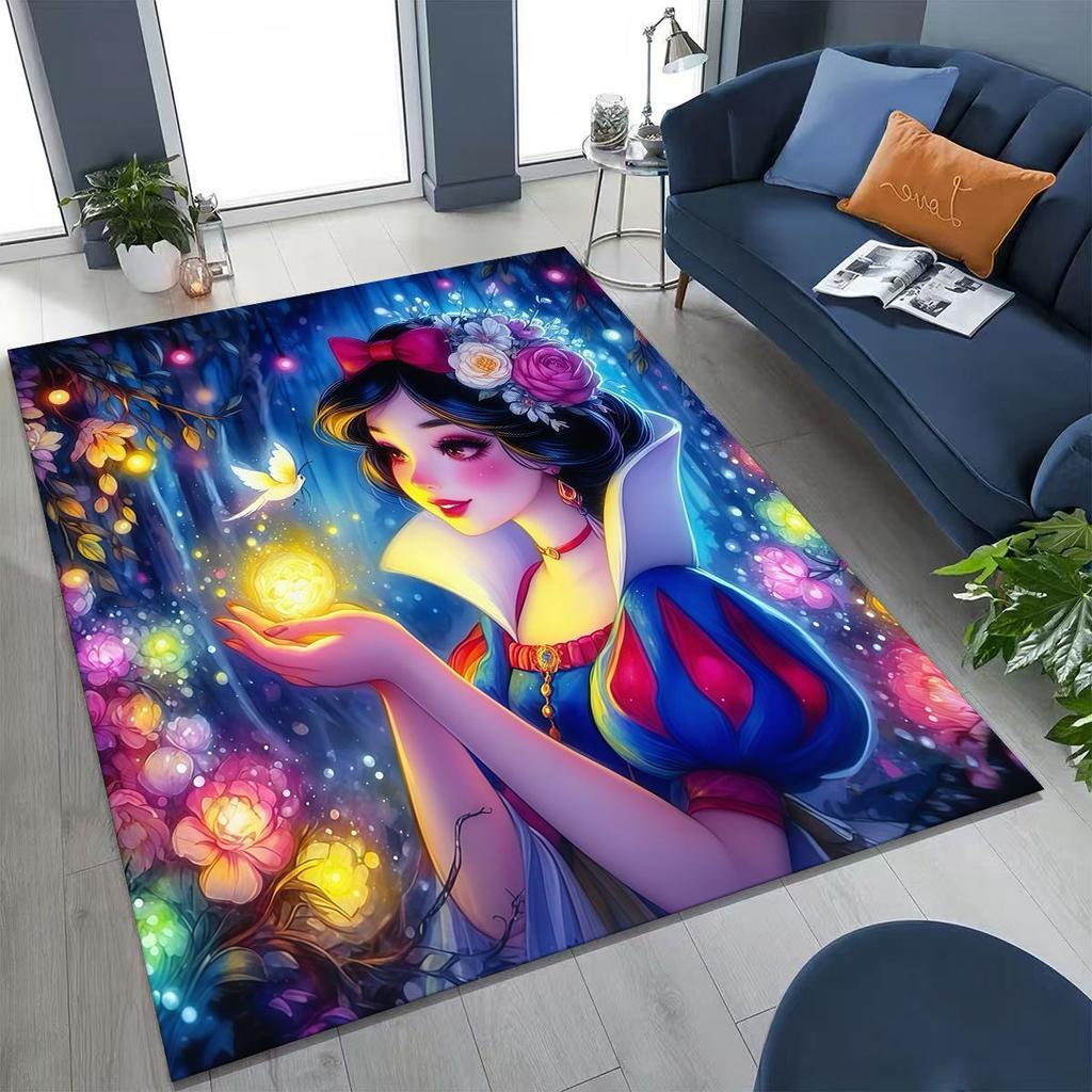 Snow White Princess Cartoon Fairy Tales Rug for Bedroom Living Room Sofa Home Doormat Decor, Large Kids Play Non-slip Floor Mat