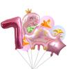 1set Pink Crown Dinosaur Foil Balloons 32 Inch Number Helium Balloon Baby Girl Children‘s Birthday Party Decorations Kids