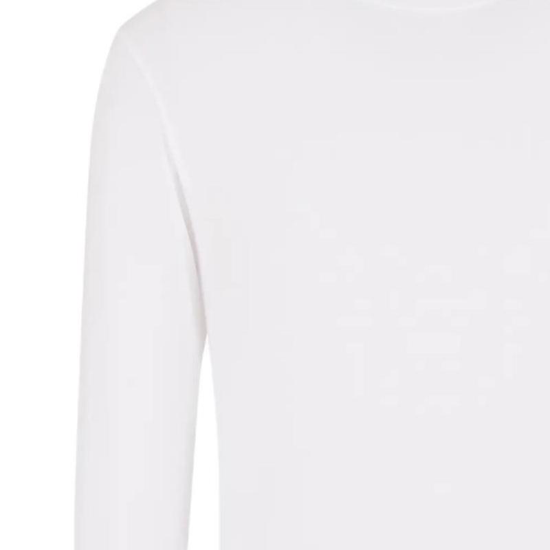 Emporio Armani Ss24 Solid Color Letter Logo Embroidered Crew Neck Casual Long Sleeve T-Shirt Men tops White 111984-4F511-00010