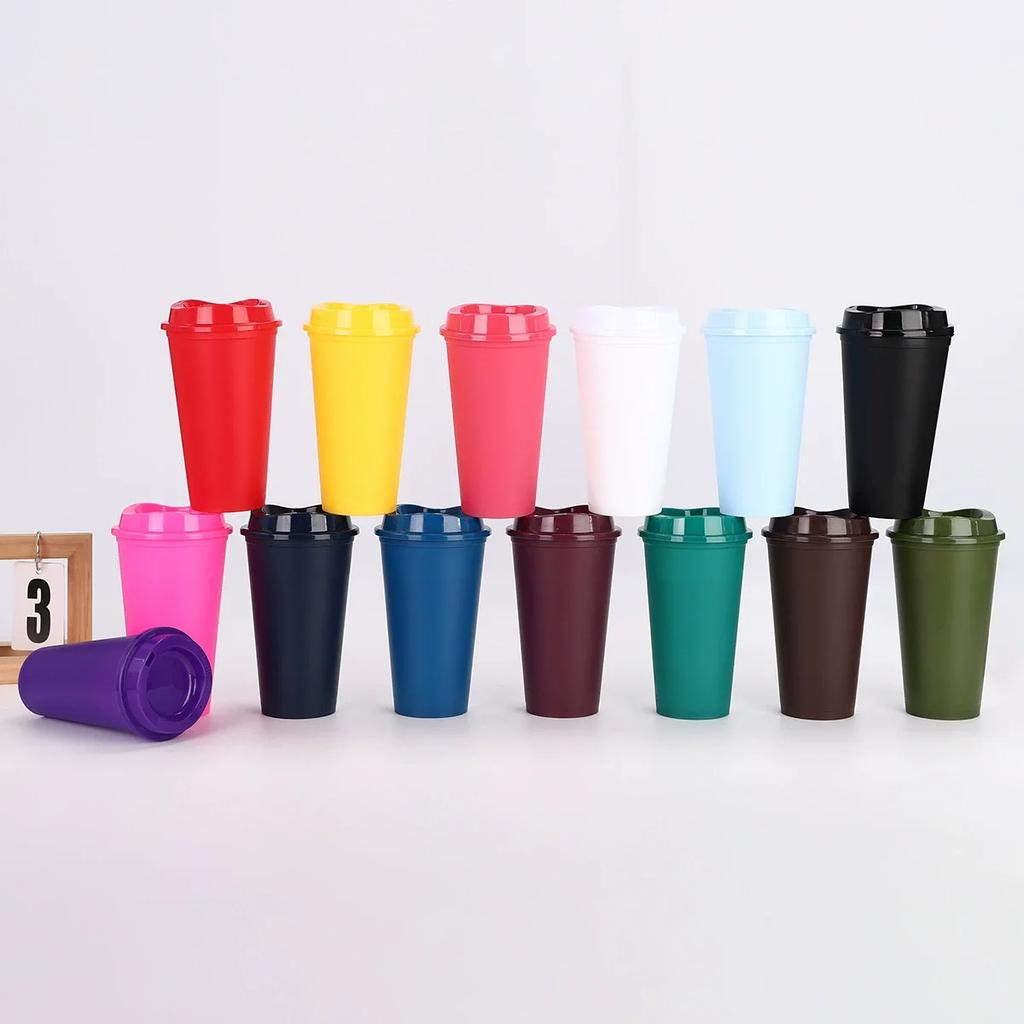 16OZ 475ml Color Reusable Plastic Straw Cup Large Capacity Leakproof Travel Tumbler for Coffee Smoothie Home Party Takeaway Cup