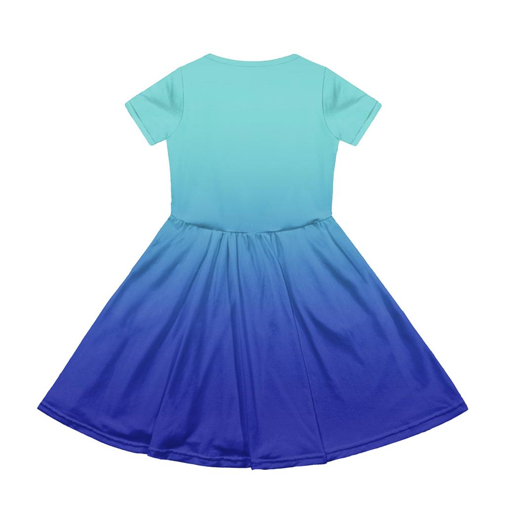 Girl Summer Dress Color & Print Short Sleeve Dress With Pocket Casual Dress Shorts Sleeve Party Dress Easter Day