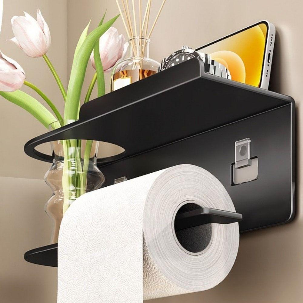 Punch-Free Installation Wall Mount Tissue Roll Rack Bathroom Storage Shelf Home Organization