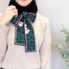 Women Ribbon Winter Plush Leopard Fur Collar Ribbon Scarf Warm Scarf