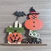 Halloween Wooden Table Sign, Spooky Skeleton Pumpkin Bat Ghost Centerpiece Sign for Home, Shelf, Desk, Mantel, Tabletop, Tiered Tray, Party Decor