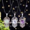 Amethyst Rose Quartz Tiger's Eye Fatima Hand Pendant