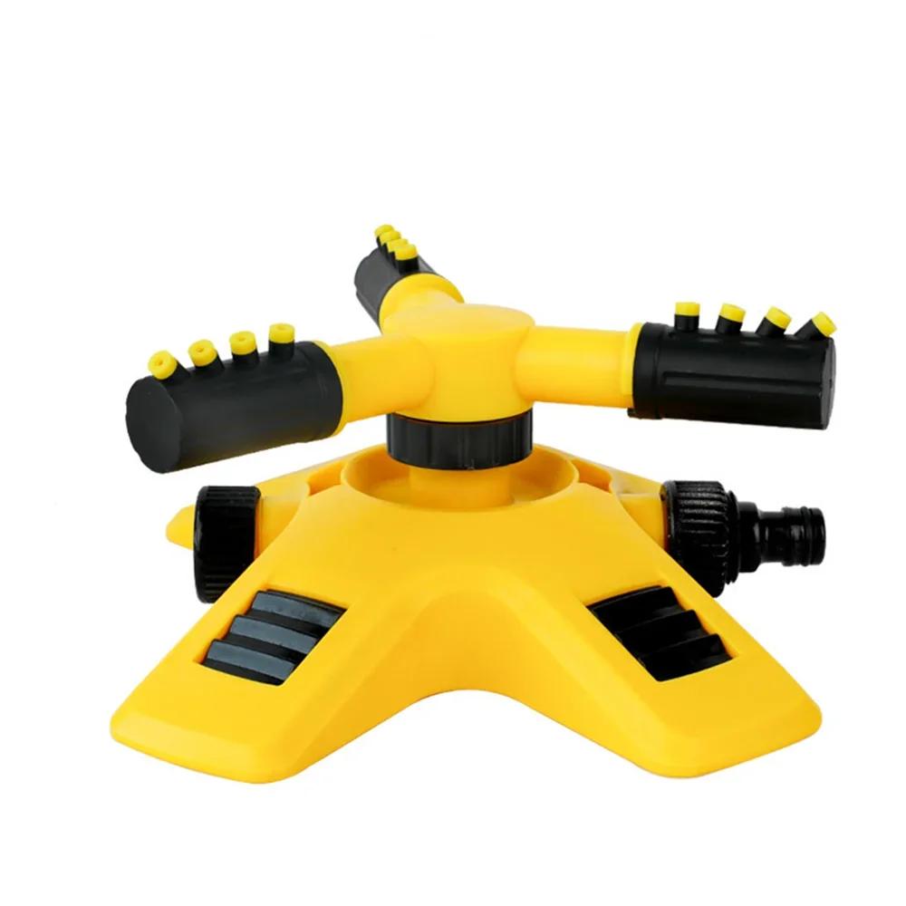 

Автоматический вращающийся на 360 градусов дождеватель для полива питомников, вращающийся трехзубчатый тандемный дождеватель, дождеватель для воды жёлтый