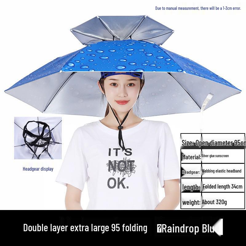 Large Sunshade and Rain Umbrella Hat: Head-Mounted, Fishing, Tea Picking, and Sun Protection Cap