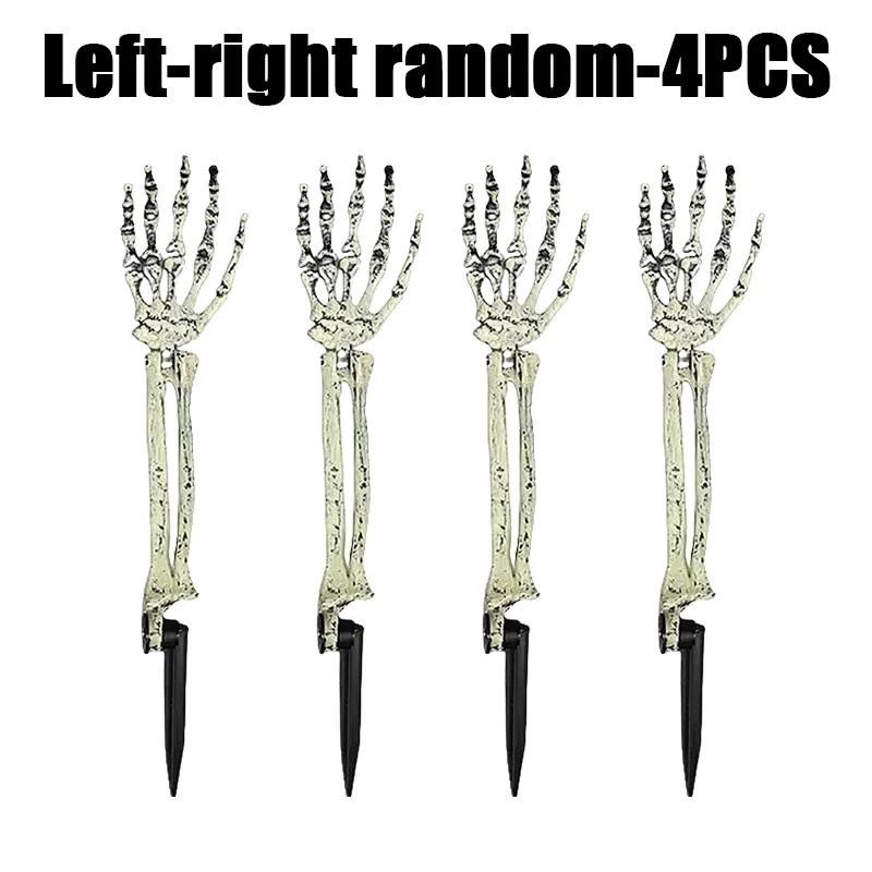Halloween Scary Props Realistic Skeleton Head Human Hands Arms for Home Garden Haunted House Party Decor