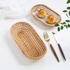 Rattan Oval Aufbewahrungskorb Snack Obst Lebensmittel Serviertablett Brotkorb Messer Gabel Essstäbchen Präsentationsplatte Küchendekoration