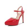 2025 spring new one-word buckle women's pointed high heels thin heels sexy hollow straps shallow mouth women's shoes