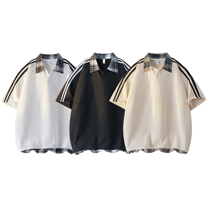 Summer Short-sleeved T-shirt Shirt Color Block Men's POLO Shirt