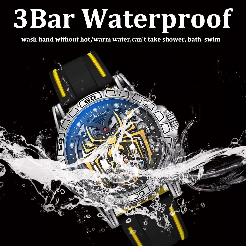 Herreklokke Automatisk Svinghjul Mekanisk Skjelett Edderkoppdesign Selvlysende Vanntett Klokke Uhren Herren