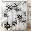Modern Bamboo Leaves Waterproof Shower Curtain Heat Resistant Machine Washable Non-Transparent 180X180Cm