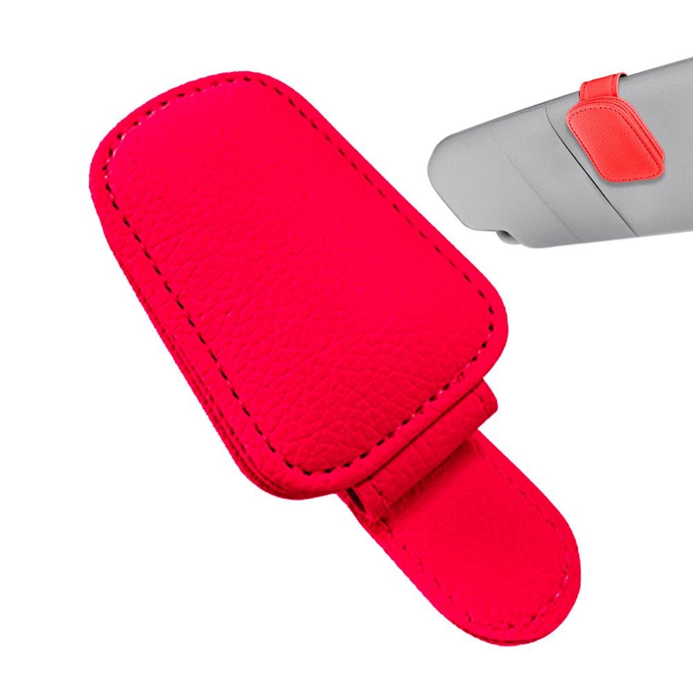 Car Glasses Holder Eyeglass Mount Glasses Hanger Clip PU Leather Car Glasses Holder Protective Sunglass Visor Clip Eyeglasses