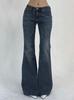Women's Low Rise Bootcut Jeans Slim Fit American Retro Streetwear Washed Stretch Denim Flare Long Pants