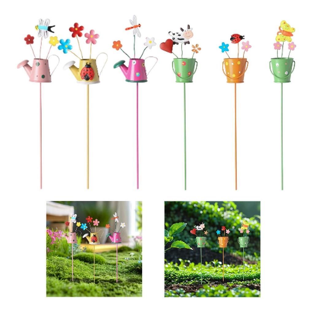 Pack of 3 Garden Stakes, Metal Flowers, Plant Stakes, Iron, Weatherproof