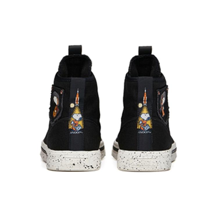 SNOOPY x Anta Canvas High top Skateboard Shoes Women's Black 922138604-2