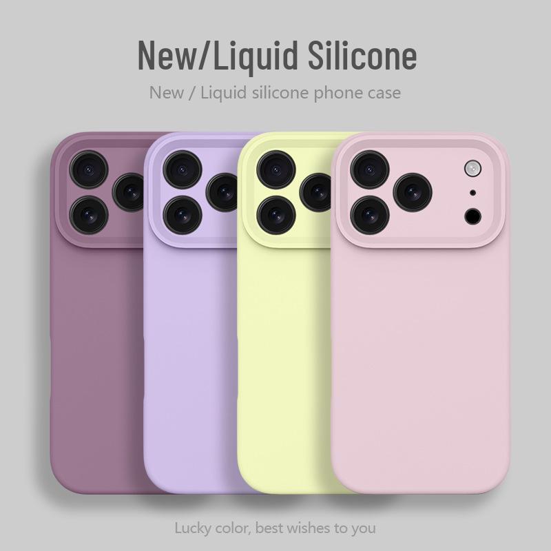 Liquid Silicone Airbag Drop-Proof Phone Case for Apple 17Promax - Solid Color, Fine Hole Design for Women