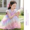 Irregular Gradient Mesh Princess Skirt: Sweet Summer Children's Little Flying Sleeve Dress for Girls, Thin Edition