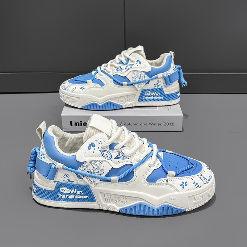 

Men s Shoes 2025 New Summer All Casual Board Shoes Sports Thick Sole Increase Bread Shoes Non-slip Wear-resistant Casual Shoes 44 синий