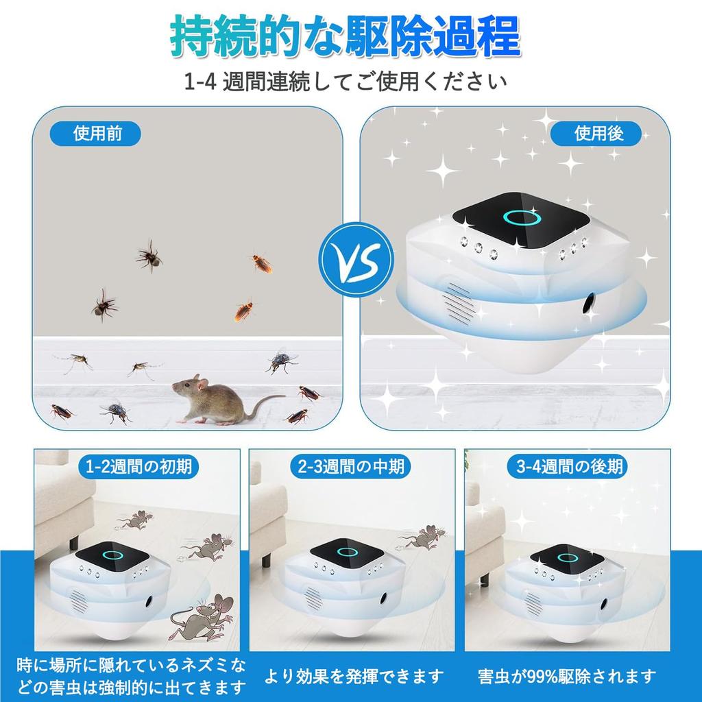 EvoAce Ultrasonic Mouse Repellent Pest Control Cockroach and Mouse Insect Effective Electromagnetic 12 LED Animal Child and Pet Japanese Instruction