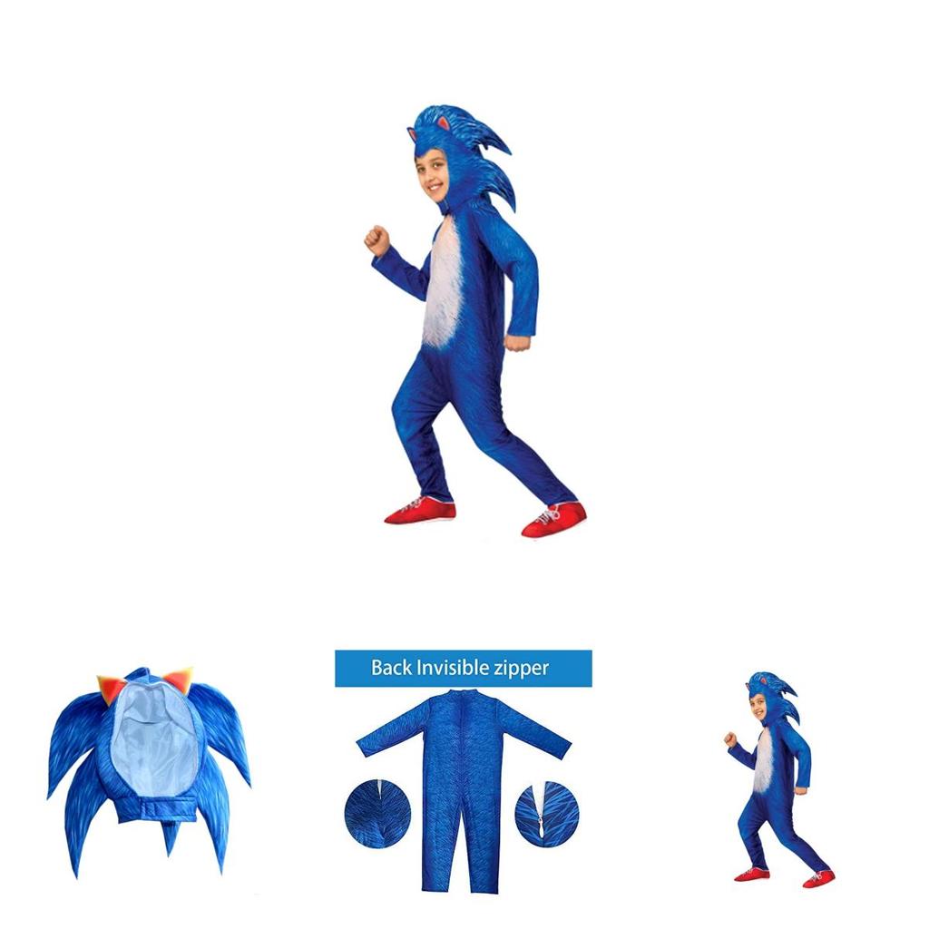 Costum Deluxe pentru Copii Sonic The Hedgehog Salopetă Pentru Halloween Cosplay