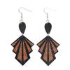 Western Wind Geometric Flower Wooden Dangle Earrings for Women