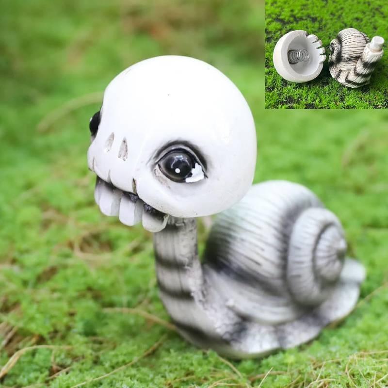 Cute Cartoon Skull Snail Sculpture Halloween Decoration Made Of Durable Resin Material