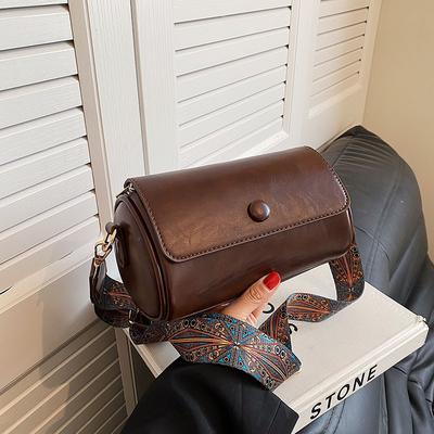 Trendy Niche Crossbody Pillow Bag Women's New Versatile Cylinder Bag Fashionable Retro Broadband Shoulder Bag