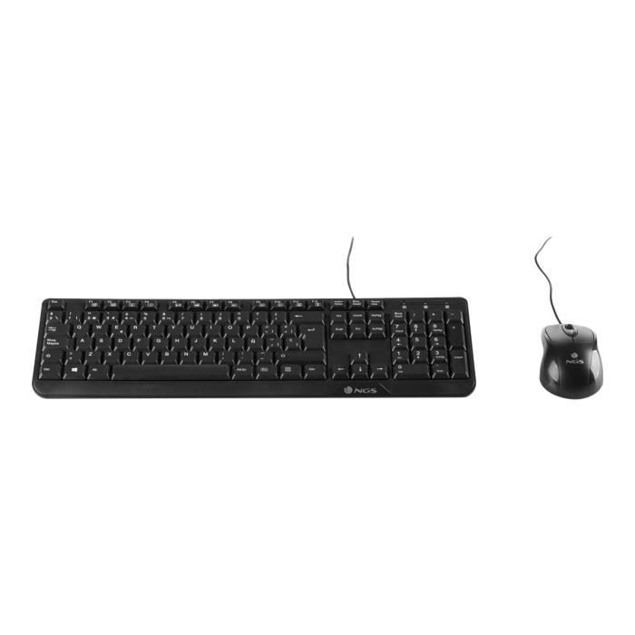 Ensemble clavier et souris USB NGS Cocoa Kit - Noir - Espagnol - 12 touches multimédia