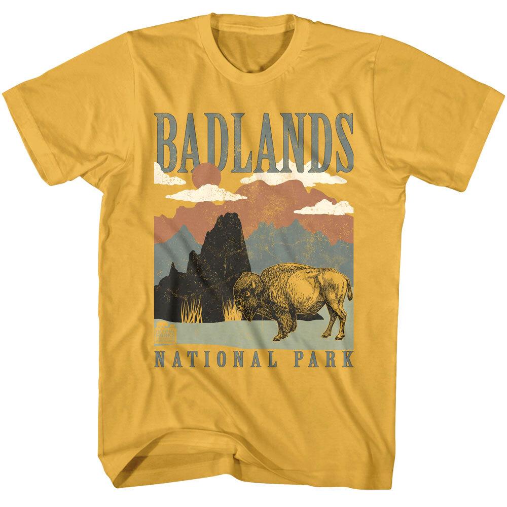 Badlands Bison Men Gold T Shirt National Park South Dakota Red Rock Canyons M