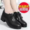 Women Spring Autumn New Fashion Lace Soft Leather Platform Pumps Korean Style Casual Waterproof Pointed Toe Single Shoes