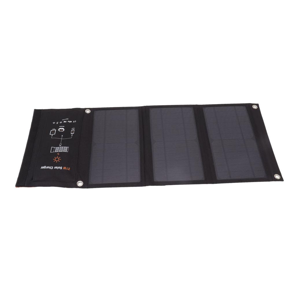 21W Foldable Solar Panel Charger Black Portable Solar Phone Charging Panels with Dual USB Port for Outdoor Hiking
