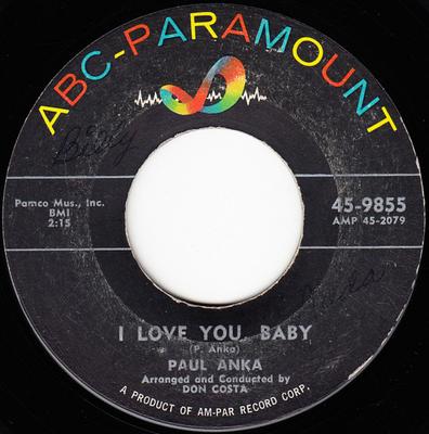 7-Zoll Schallplatte PAUL ANKA - I Love You, Baby / Tell Me That You 459855 ABC-Paramount 1957 US Rock Gebraucht