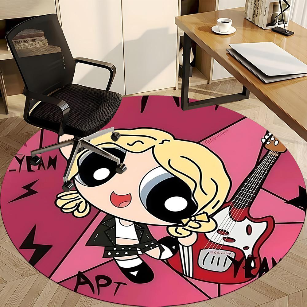 1pc Powerpuff Girls Office Round Area Rug, Under Office Chairs Bedroom Living Room Home Decor, Room Deco, Available in Various Sizes