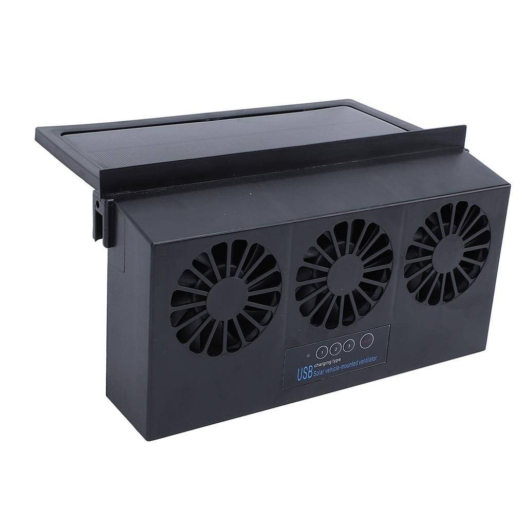 Solar Powered Car Exhaust Fan 3 Heads Odor Removal Multifunctional Air Purifier Cooling Fan for Home Automotive Office